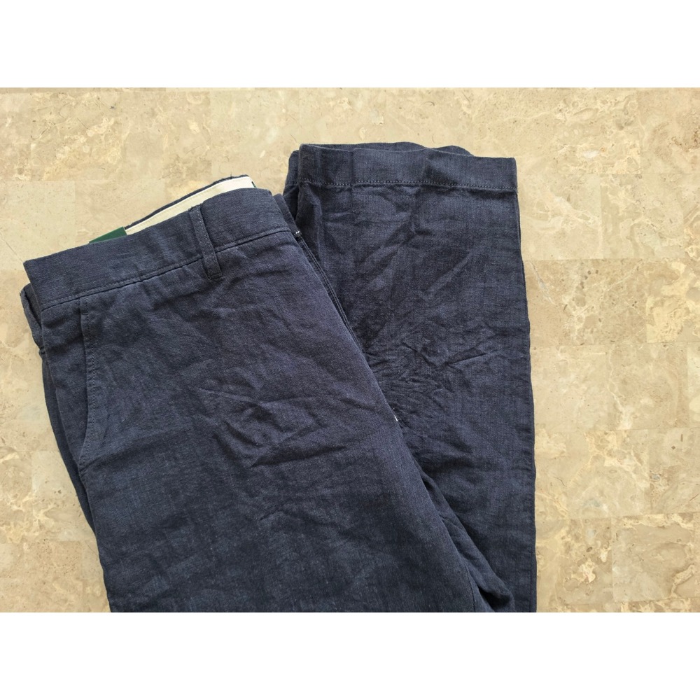 NWT J.Crew Mens Navy Blue 100% Linen Straight Leg Trousers Pants 33x30
